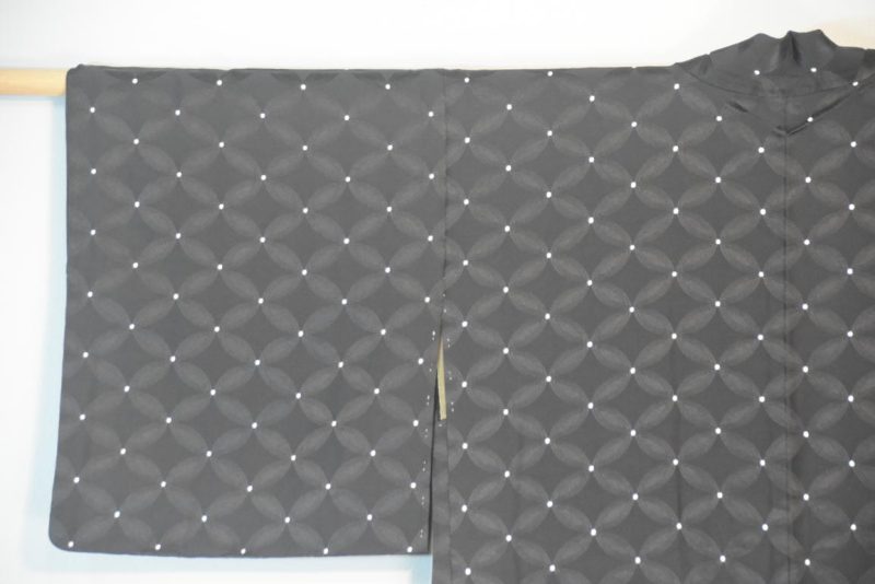 Black Jacquard Vintage Silk Haori Jacket - Image 7
