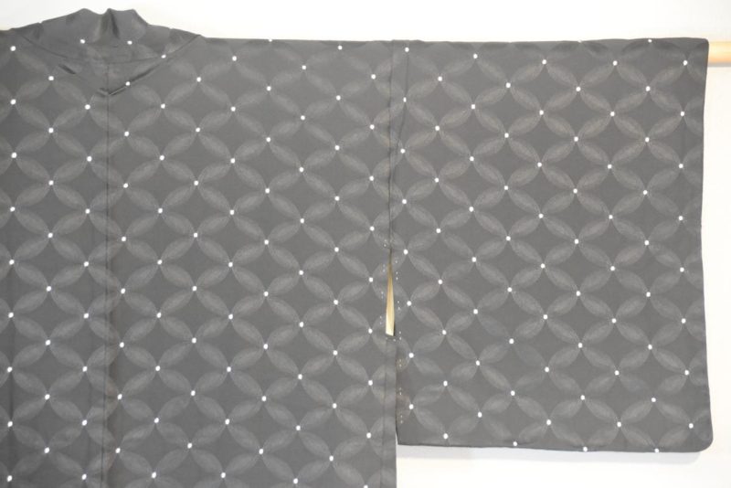 Black Jacquard Vintage Silk Haori Jacket - Image 8