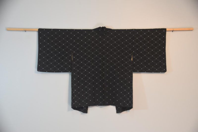 Black Jacquard Vintage Silk Haori Jacket