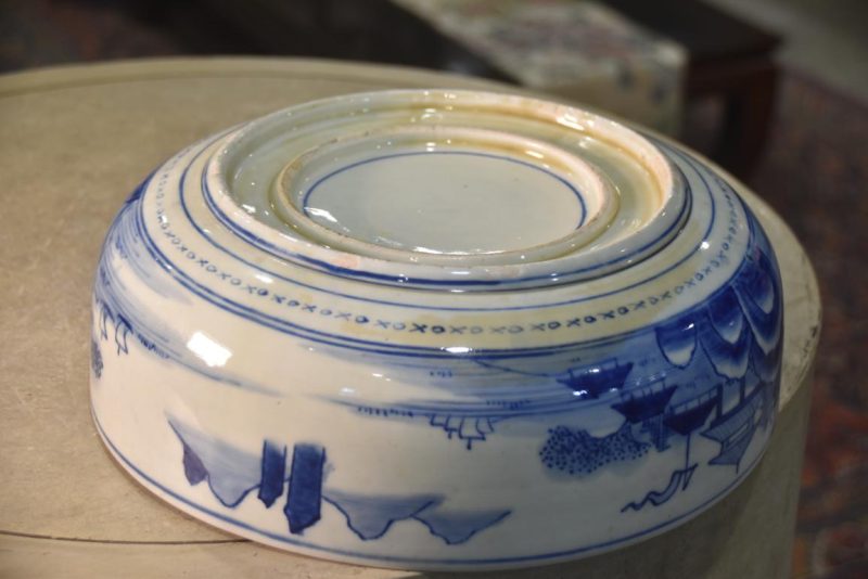 Japanese Blue and White Ceramic Bowl Width:310mm - Image 6