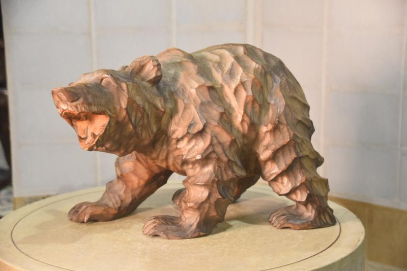 Carved Wooden Hokkaido Bear Width:450mm