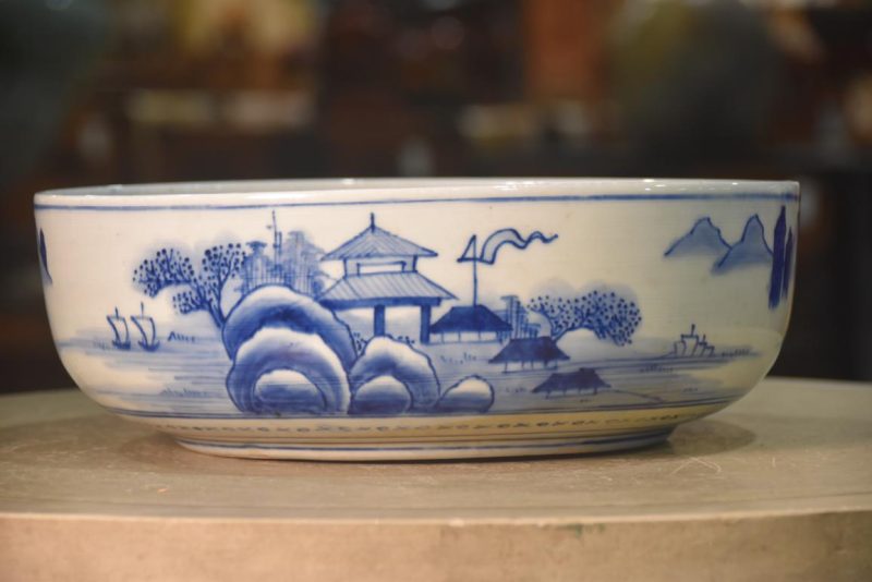 Japanese Blue and White Ceramic Bowl Width:310mm - Image 5