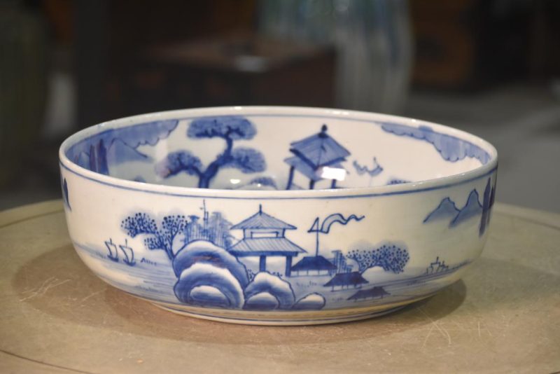 Japanese Blue and White Ceramic Bowl Width:310mm - Image 4
