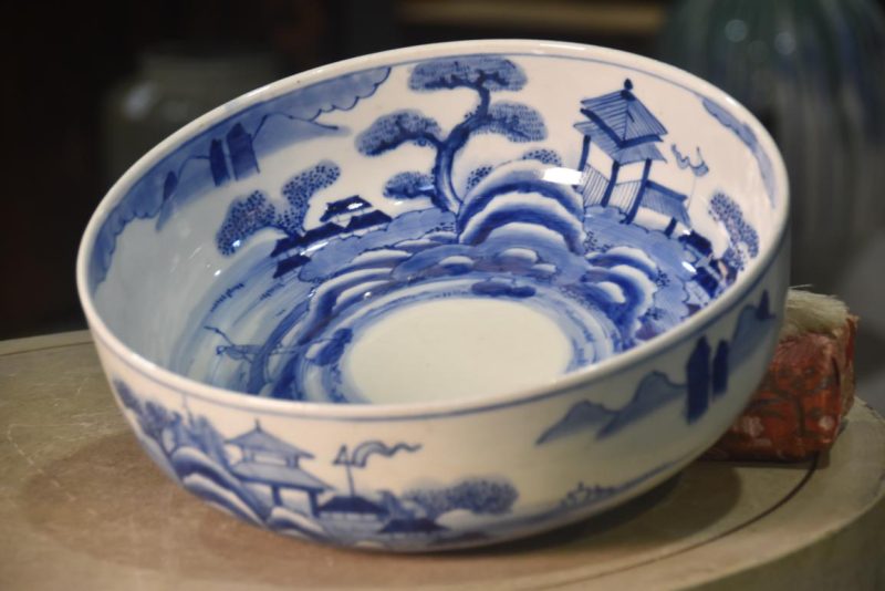 Japanese Blue and White Ceramic Bowl Width:310mm - Image 3
