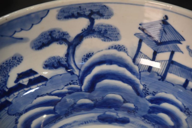 Japanese Blue and White Ceramic Bowl Width:310mm - Image 2