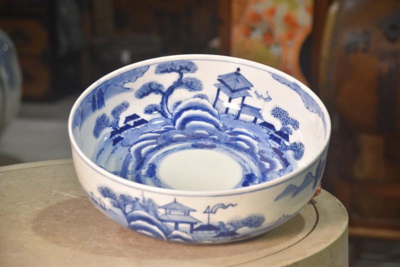Japanese Blue and White Ceramic Bowl Width:310mm