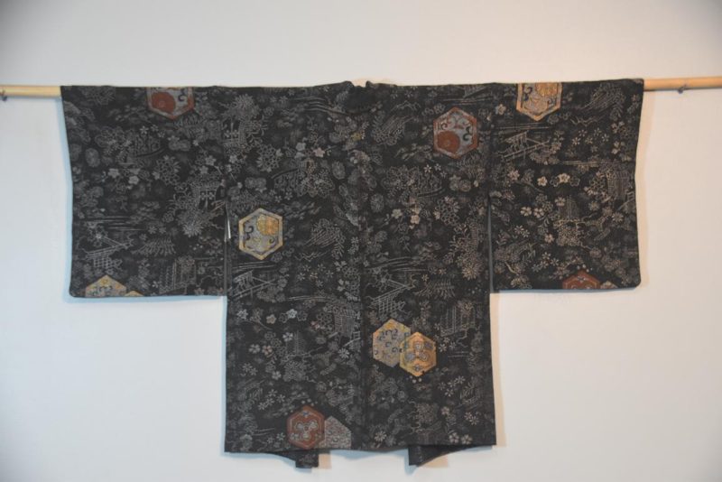 Vintage Black and Silver Silk Haori Jacket - Image 5