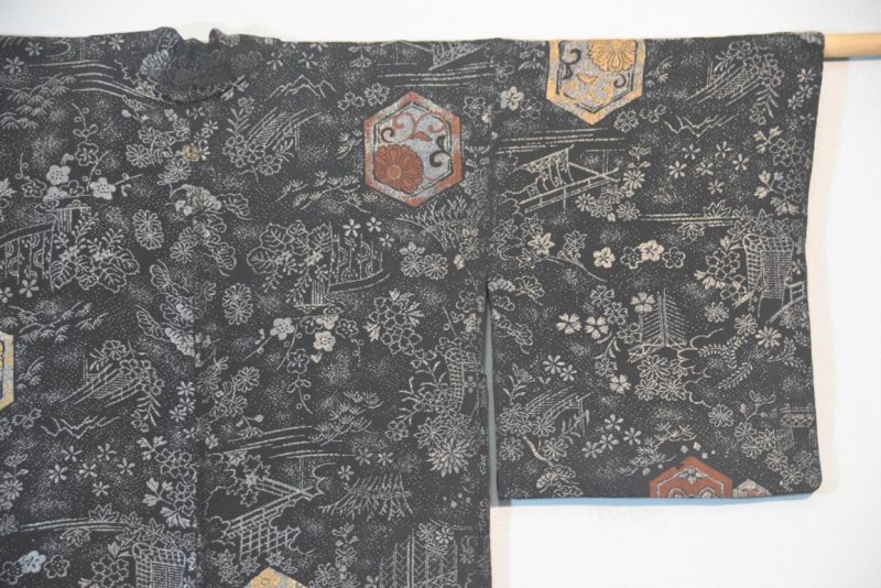 Vintage Black and Silver Silk Haori Jacket - Image 4