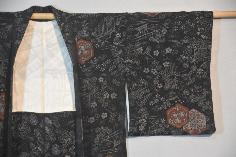 Vintage Black and Silver Silk Haori Jacket - Image 3