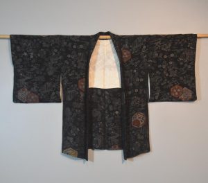 Vintage Black and Silver Silk Haori Jacket