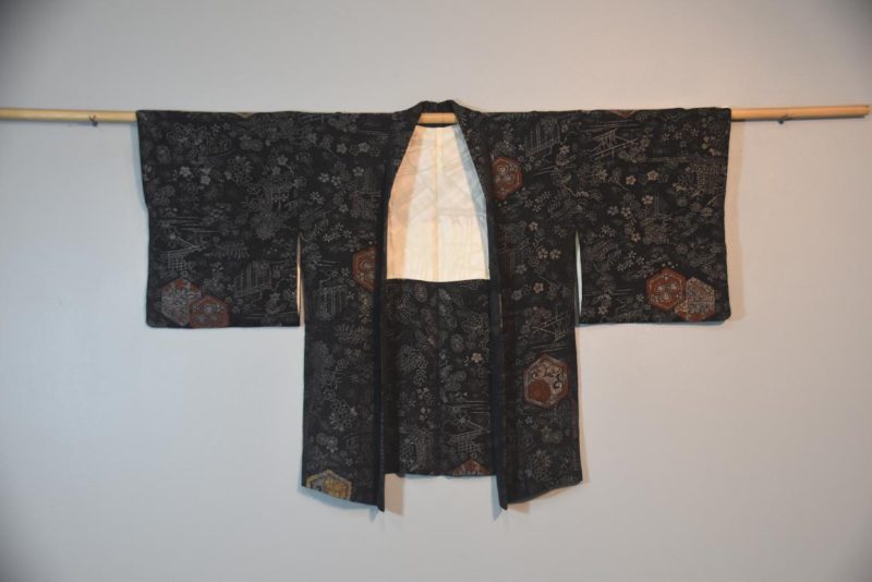 Vintage Black and Silver Silk Haori Jacket