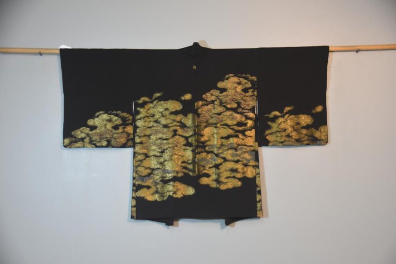 Metallic Gold Clouds Vintage Silk Haori Jacket