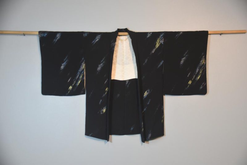 Metallic Gold Rays Vintage Silk Haori Jacket - Image 5
