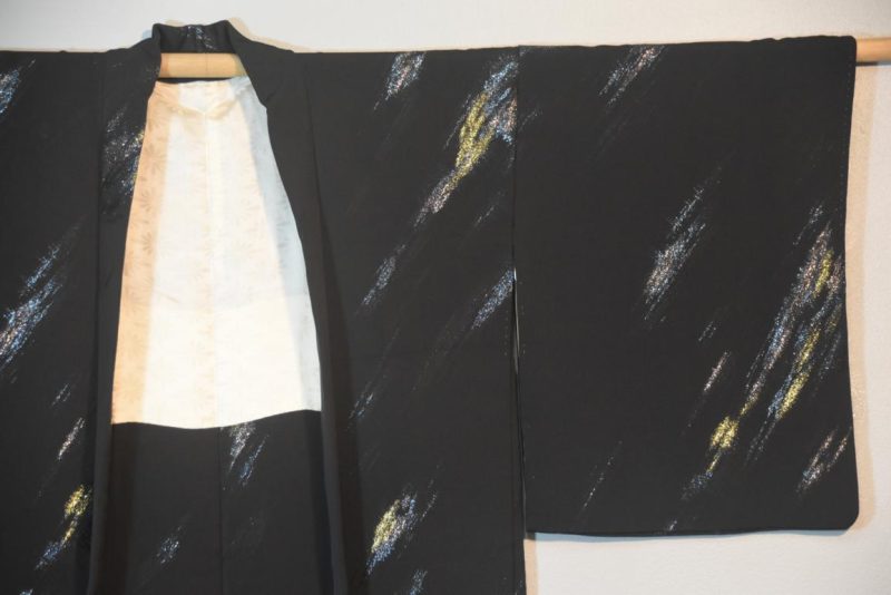 Metallic Gold Rays Vintage Silk Haori Jacket - Image 4