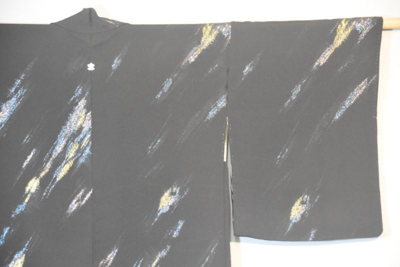 Metallic Gold Rays Vintage Silk Haori Jacket - Image 3