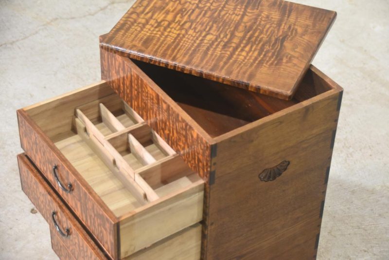 Burled Mulberry Hikidashi Drawer Chest  Width:333mm - Image 8