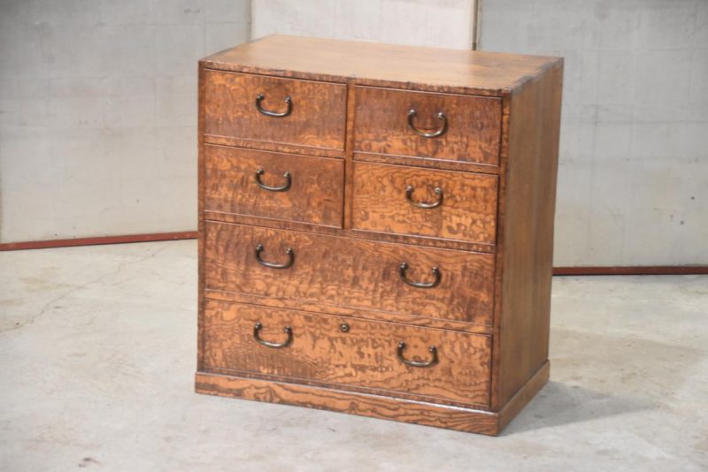 Burled Mulberry Hikidashi Drawer Chest  Width:605mm