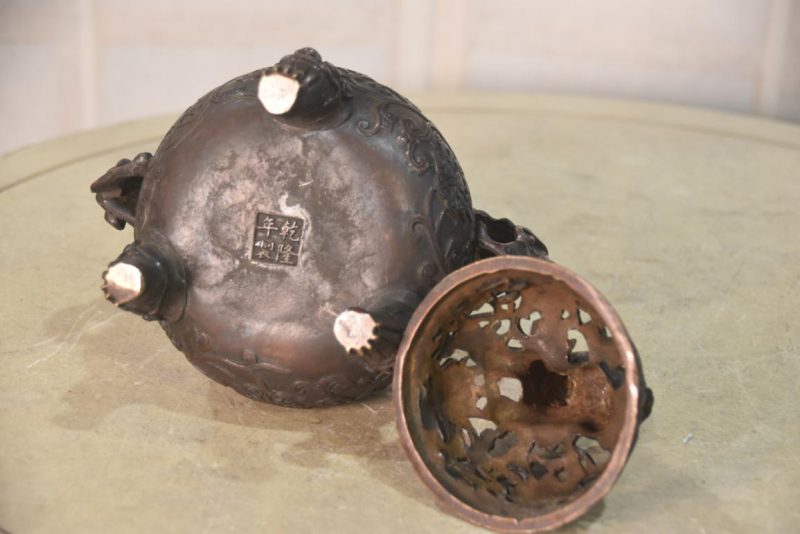 Japanese Bronze Incense Burner Width:190mm - Image 7