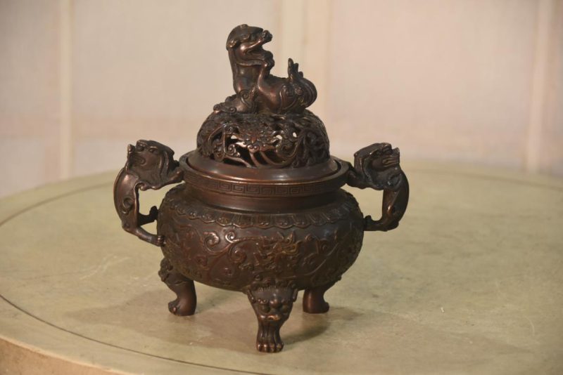 Japanese Bronze Incense Burner Width:190mm - Image 3