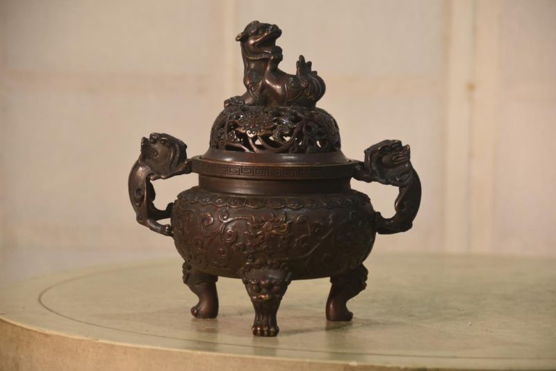 Japanese Bronze Incense Burner Width:190mm
