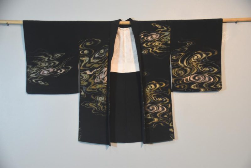 Metallic Swirls Vintage Silk Haori Jacket - Image 5