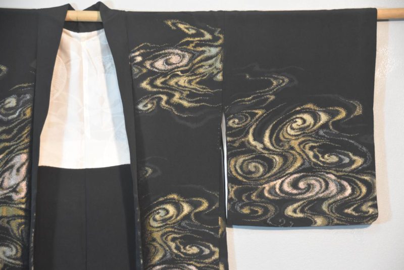 Metallic Swirls Vintage Silk Haori Jacket - Image 4