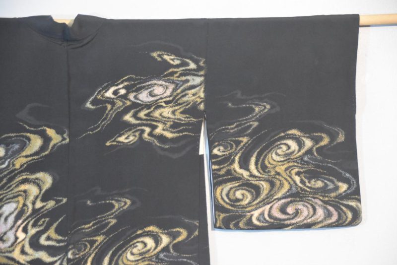 Metallic Swirls Vintage Silk Haori Jacket - Image 3