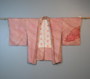Japanese Red Silk Shibori (Tiedyed) Haori Jacket