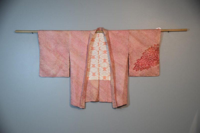 Japanese Red Silk Shibori (Tiedyed) Haori Jacket