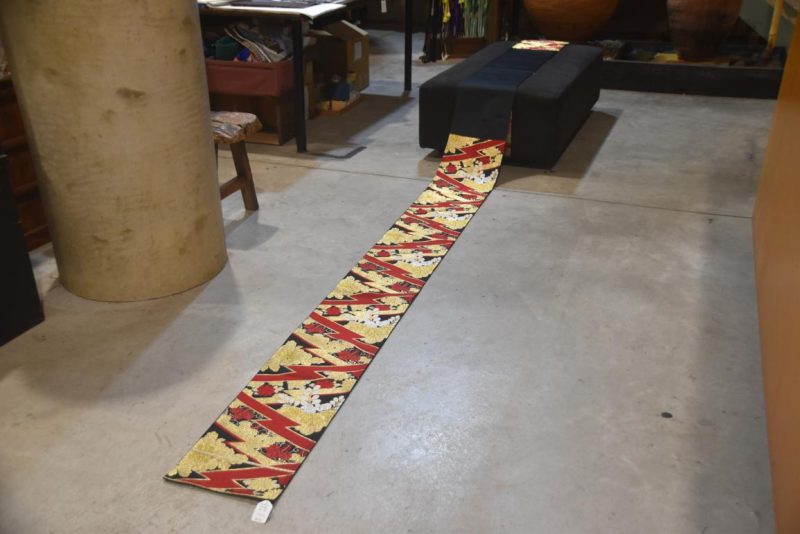 Japanese Red Black Gold Vintage Table Runner / Obi - Image 5