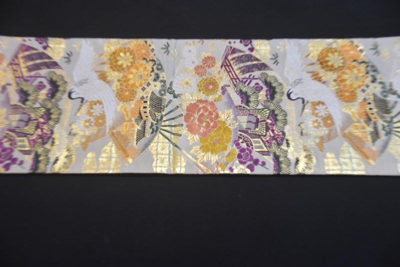 Japanese Cranes Vintage Maru Table Runner / Obi - Image 3