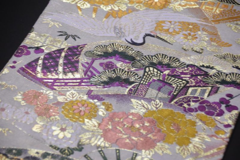 Japanese Cranes Vintage Maru Table Runner / Obi - Image 2