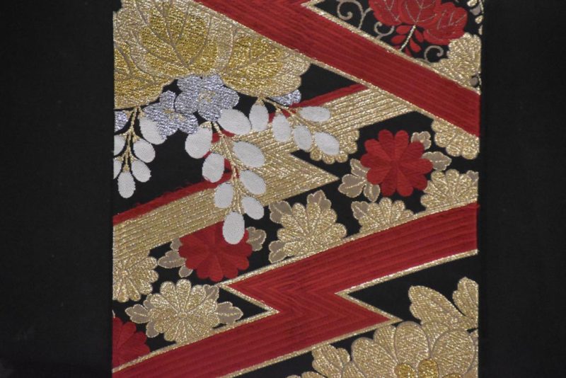 Japanese Red Black Gold Vintage Table Runner / Obi - Image 2