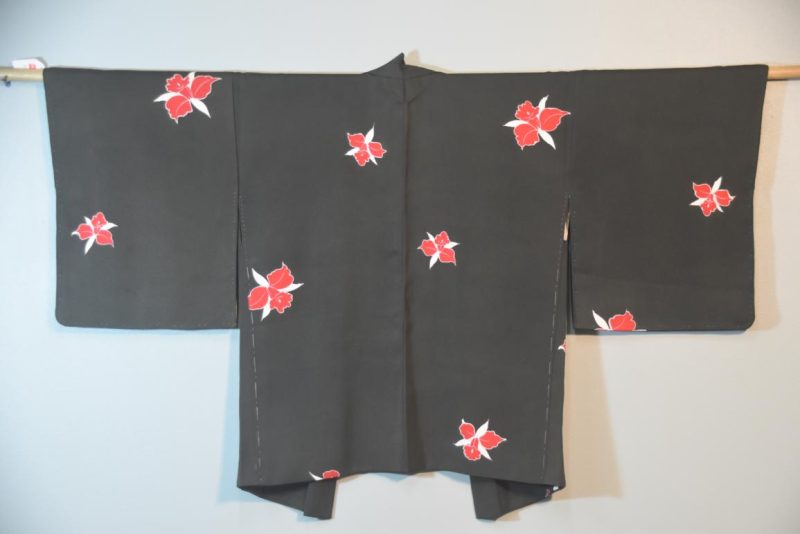 Orchid Design Silk Vintage Haori Jacket - Image 6