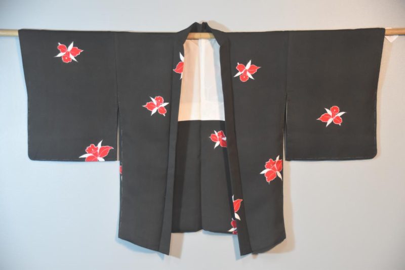 Orchid Design Silk Vintage Haori Jacket - Image 3
