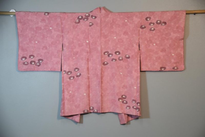 Dusty Pink Silk Jacquard Vintage Haori Jacket - Image 7