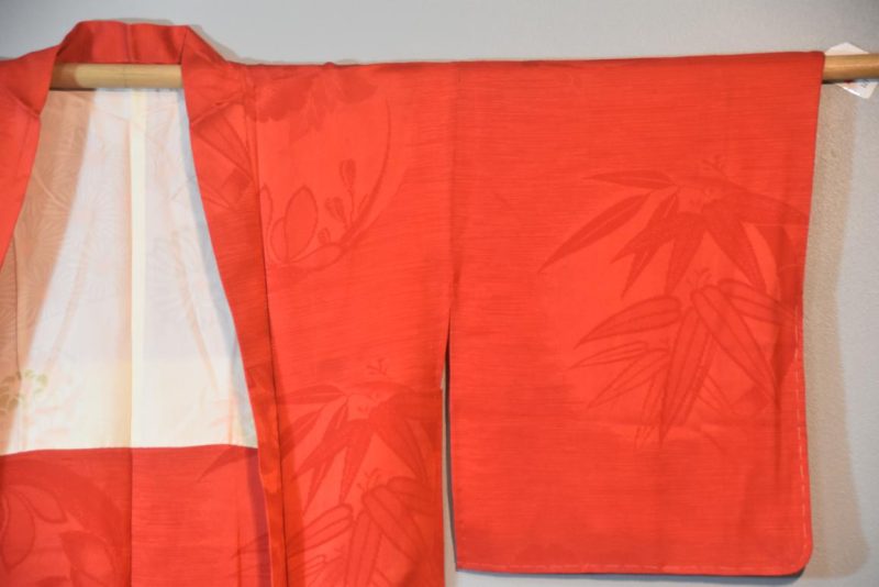 Vintage Burnt Orange Silk Jacquard Haori Jacket - Image 3