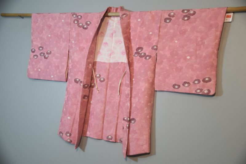 Dusty Pink Silk Jacquard Vintage Haori Jacket - Image 6