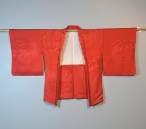 Vintage Burnt Orange Silk Jacquard Haori Jacket