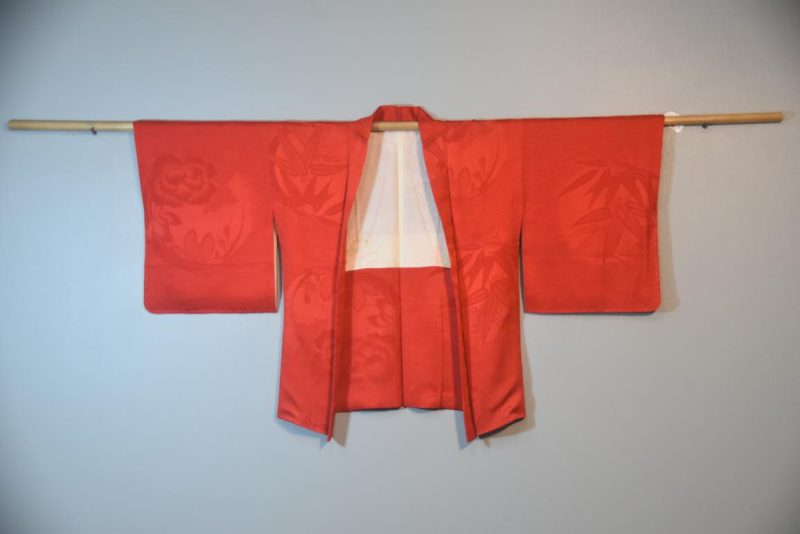 Vintage Burnt Orange Silk Jacquard Haori Jacket
