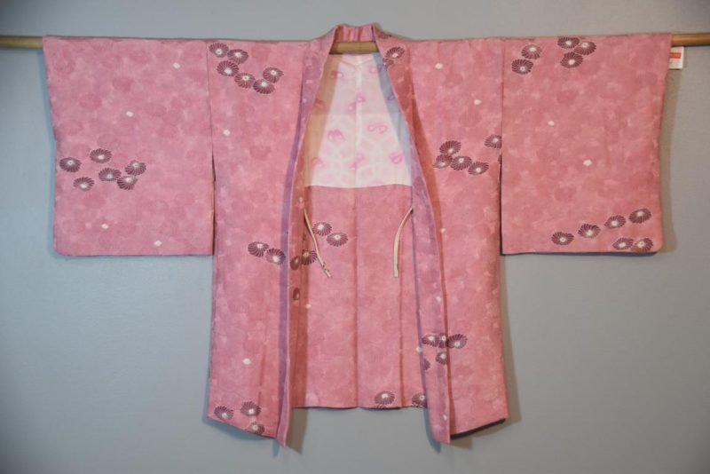 Dusty Pink Silk Jacquard Vintage Haori Jacket - Image 3