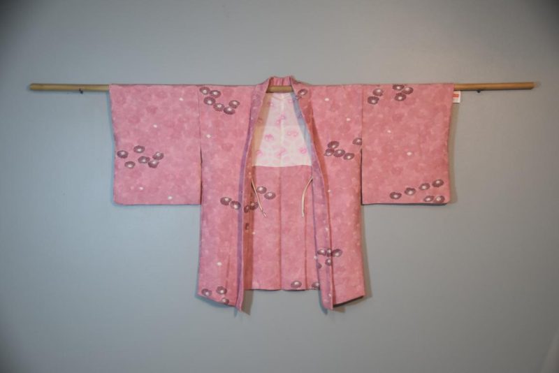 Dusty Pink Silk Jacquard Vintage Haori Jacket