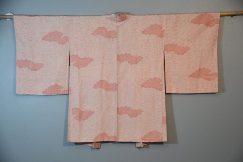 Vintage Cloud Design Silk Haori Jacket - Image 6