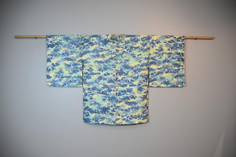 Aqua and Lemon Vintage Haori Jacket - Image 5