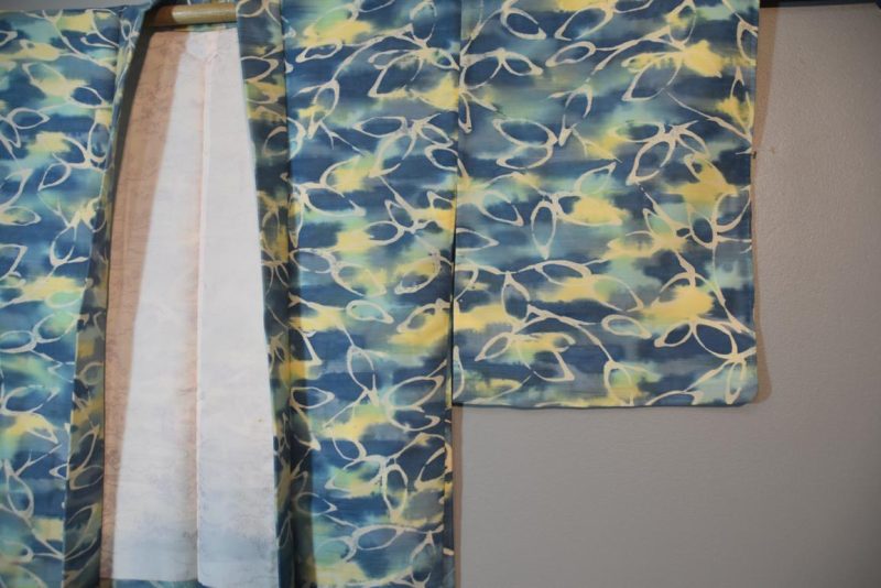 Aqua and Lemon Vintage Haori Jacket - Image 2