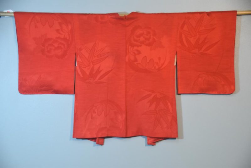 Vintage Burnt Orange Silk Jacquard Haori Jacket - Image 6
