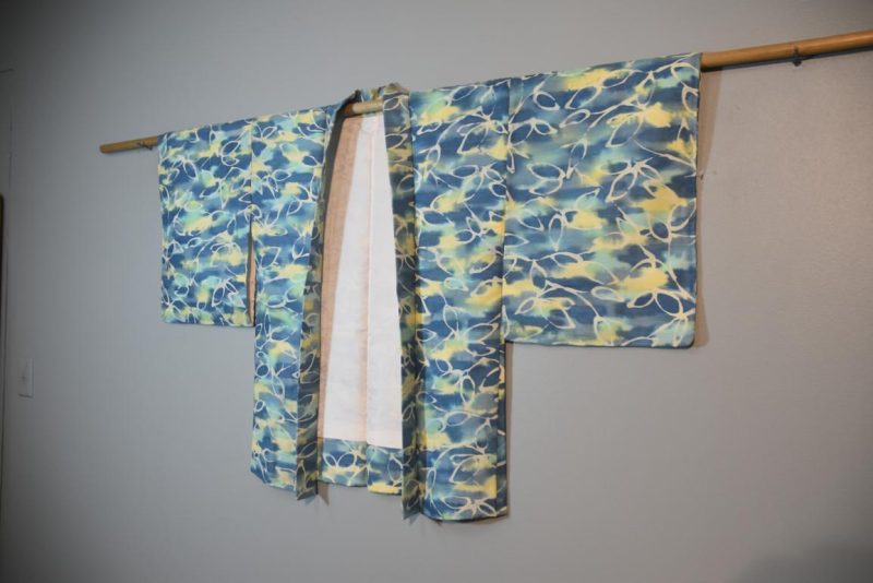 Aqua and Lemon Vintage Haori Jacket - Image 3