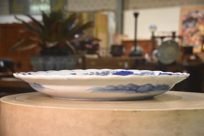 Japanese Blue and White Porcelain Plate Width:450mm - Image 7