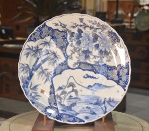 Japanese Blue and White Porcelain Plate Width:450mm
