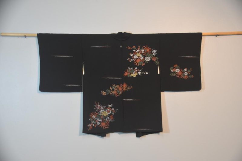 Black Lacquer Thread Silk Vintage Haori